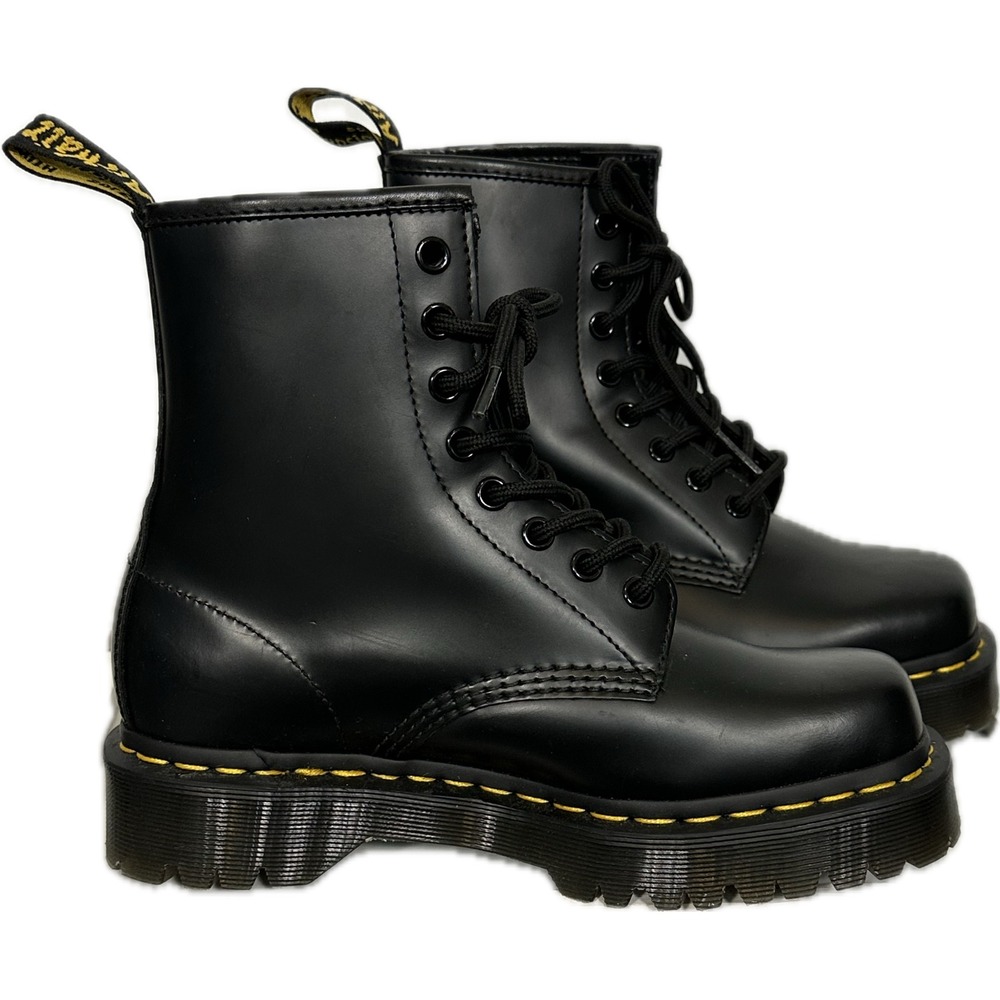 Dr. Martens 1460 Bex Squared Boots Size 6 Black Leather Platform Combat Grunge